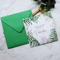 Green Invitation Square Card Wedding Invitation Card Customized Foiling Card 